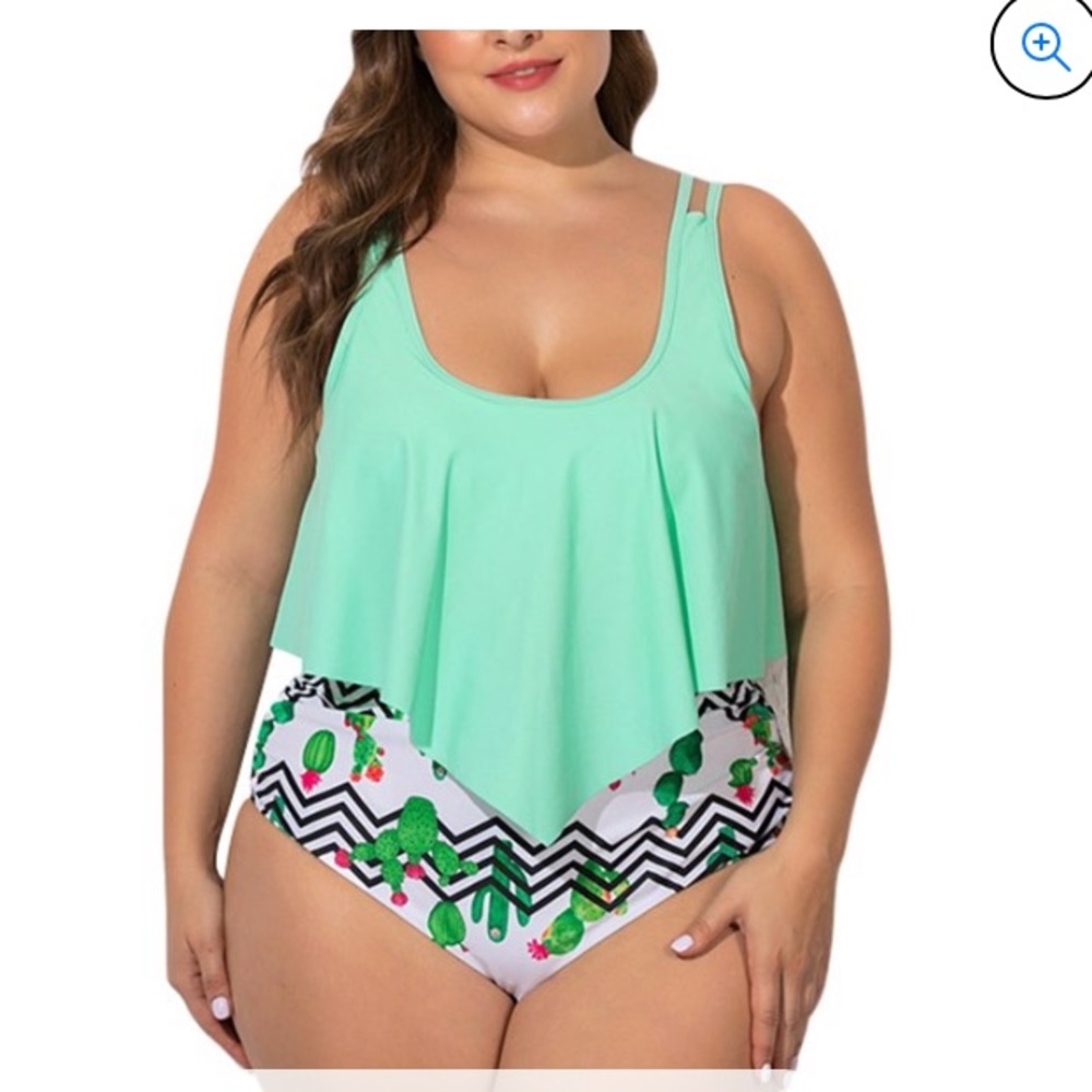 Esprlia Bikini Swimsuit Cactus Print Sling Flying Swimsuit Triangle 2X